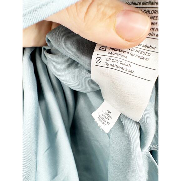 Vince Smocked Tiered Metal Satin Midi Length Pull-On A-Line Skirt Size Medium - Picture 4 of 6